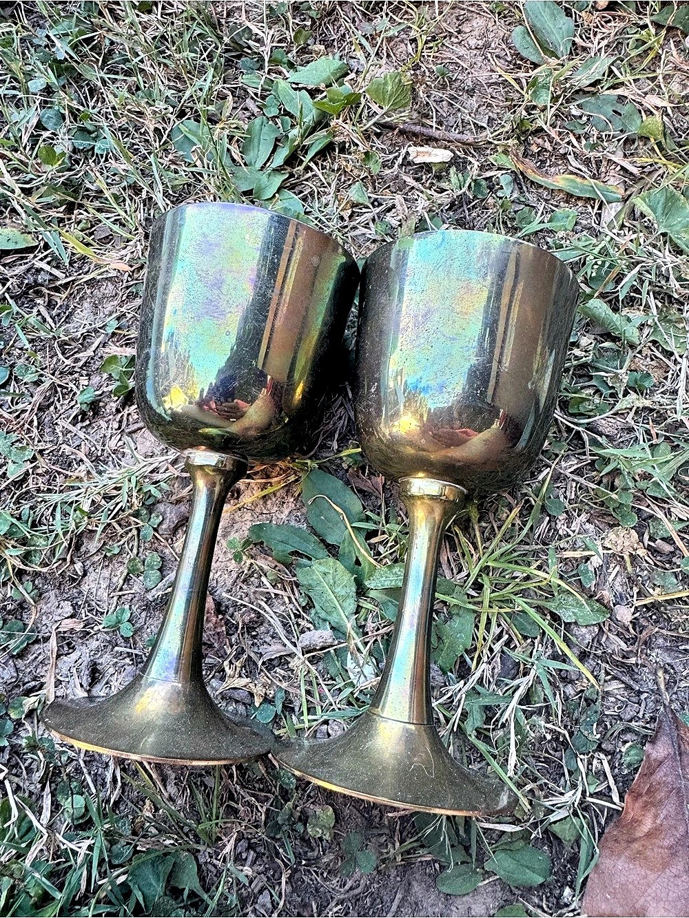 Vintage Interpur Brass Goblet Pair